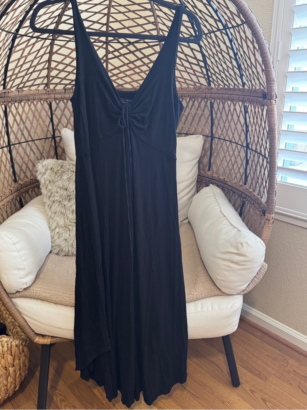 Final Touch Black Midi Dress with Ties Large